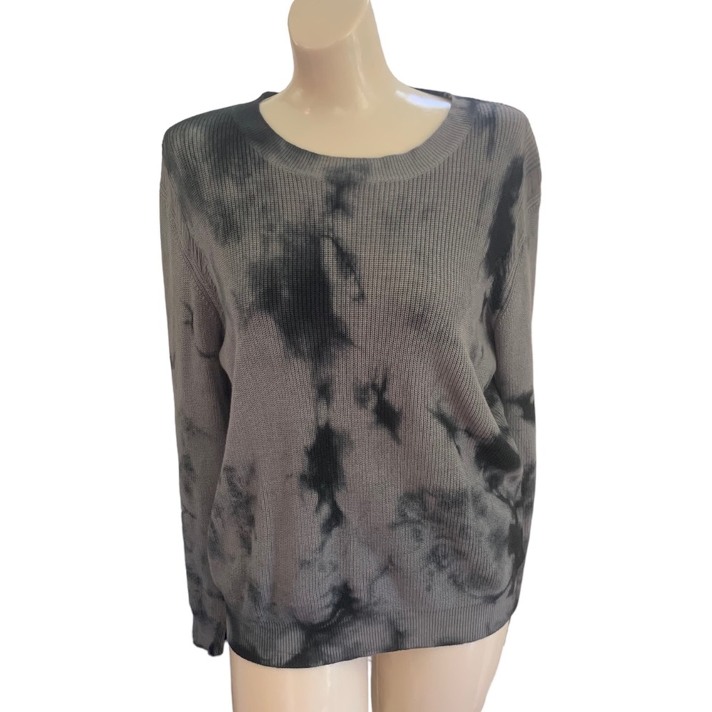 Fate Women’s Sweater Pullover Tie Dye Distressed Shoulder Crew Neck 100% Cotton